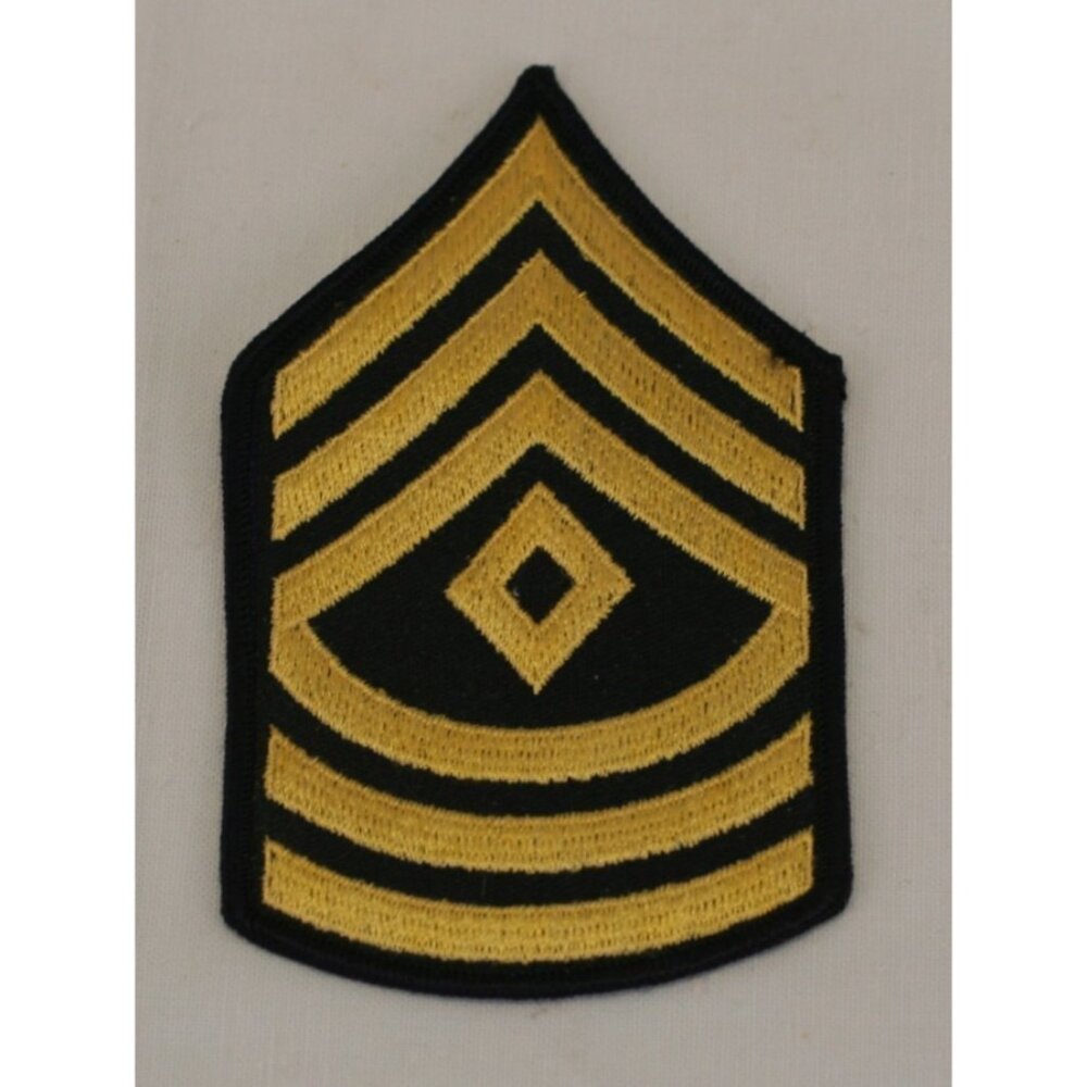 US Army E-8 First Sergeant Rank Patch Gold on Black Surplus 3" x 5.5" NOS